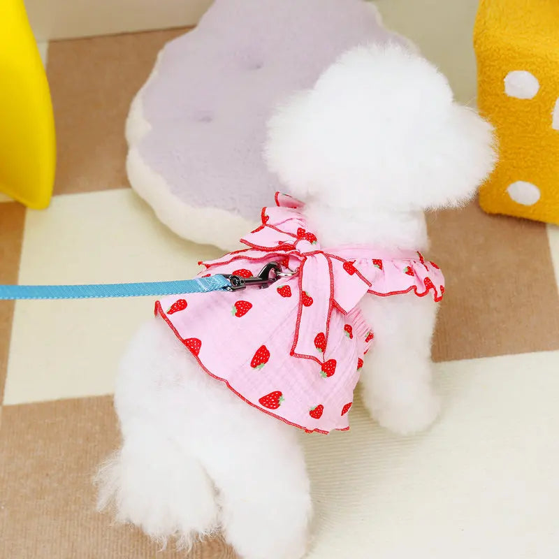 Strawberry Print Pet Dog Dress | AXOIZ