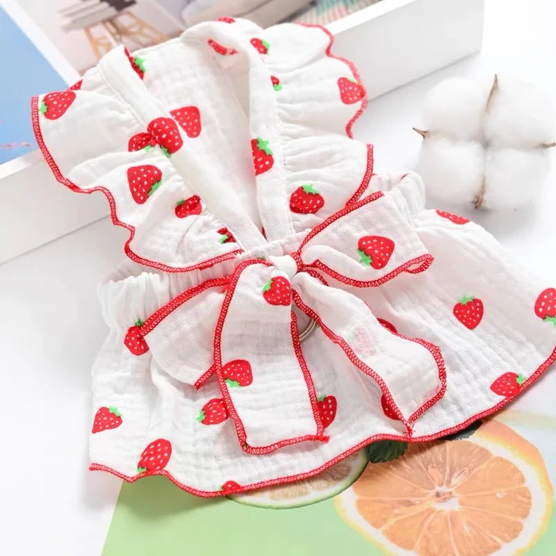 Strawberry Print Pet Dog Dress | AXOIZ