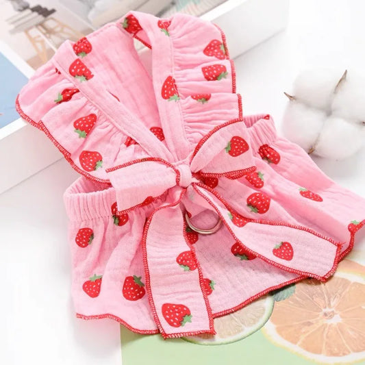 Strawberry Print Pet Dog Dress | AXOIZ
